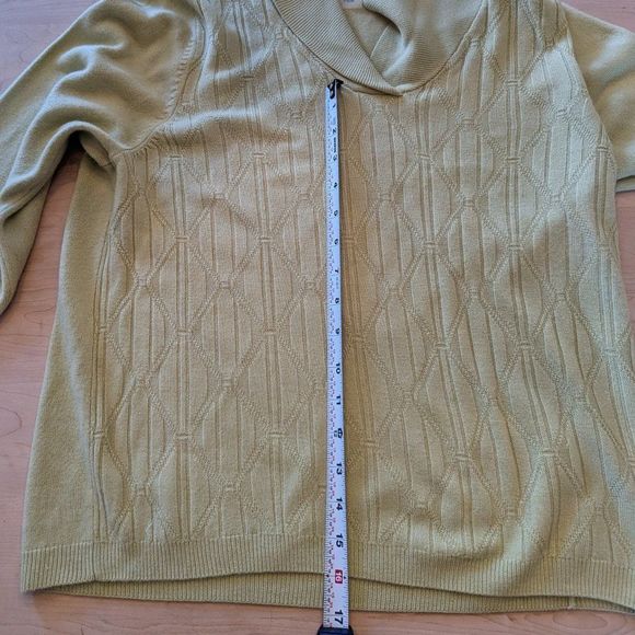 Alia Petite green knit half cowl collar long sleeve sweater size PM/M - Picture 3 of 9